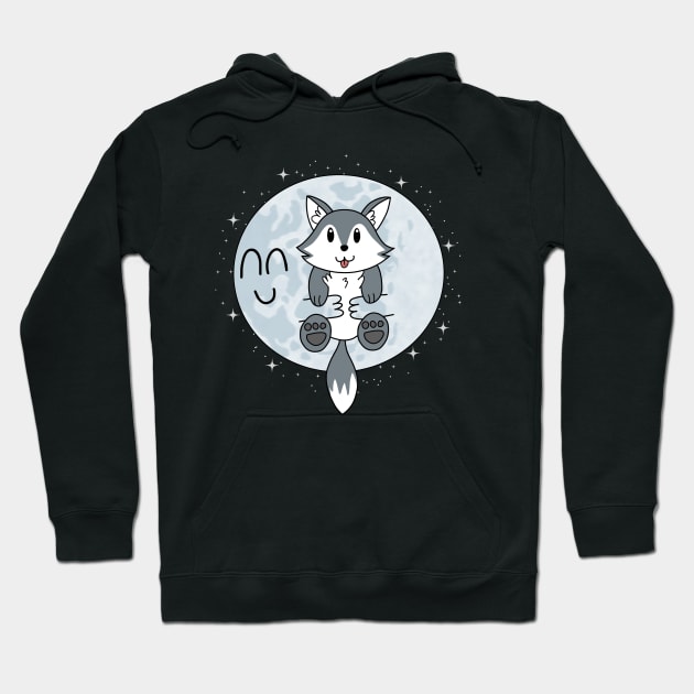 Moon Hugs Cute Wolf Hoodie by pako-valor